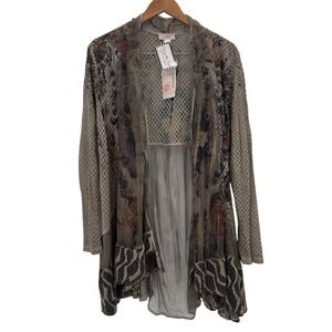 Kamana Whispered Tales Cardigan Duster Floral Print Open Front Size Medium NEW‎